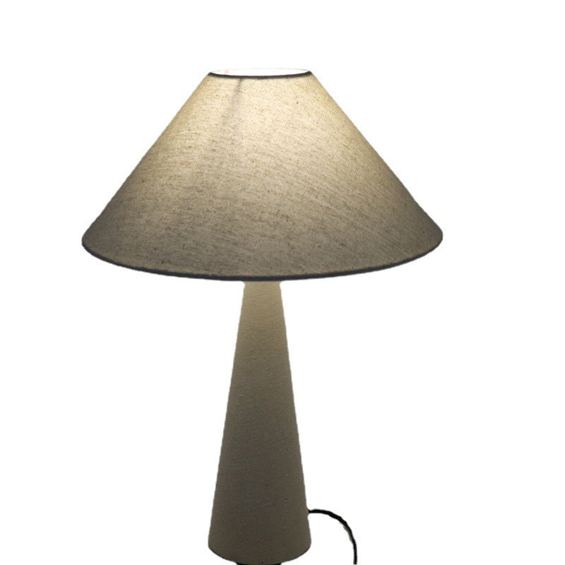 Modern Simplicity Iron Fabric Cone Column Base 1-Light Table Lamp For Bedroom