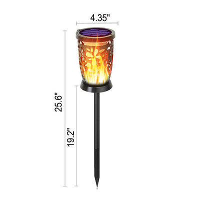 Solar Flame Petal Column Outdoor Garden 96 LED Landscape Decorative Path Light