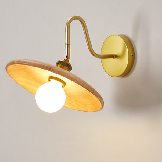 Modern Wooden Japanese Tray Shaped 1-Light Wall Sconce Lamp