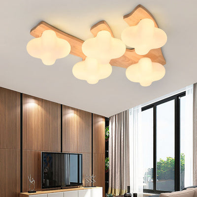 Japanese Cream Logs Cloudy Plum 3/5 Light Flush Mount Ceiling Light