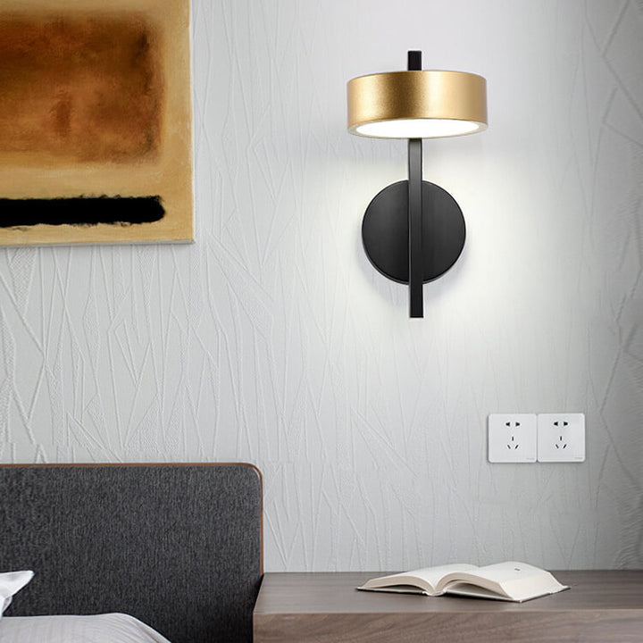 Nordic Light Luxury Schwarz Gold Eisen Runde Kopf LED Wandlampe 