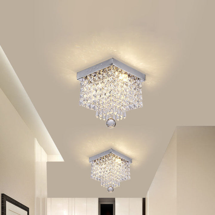 Moderne Licht Luxus Quadratische Edelstahl Kristall Lampenschirm LED Deckenleuchte 