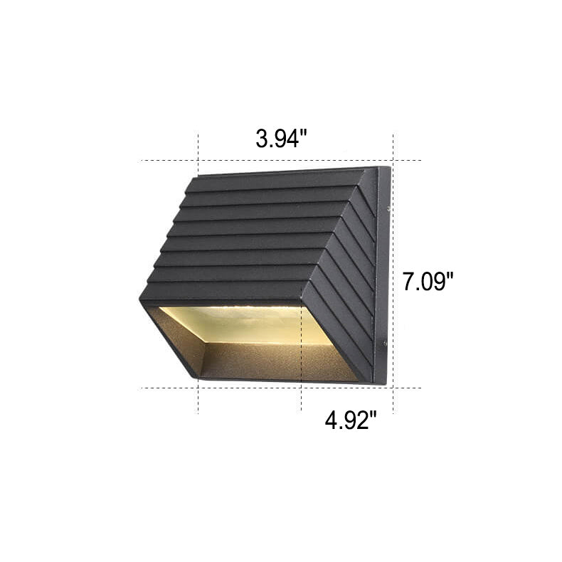 Applique murale étanche à LED trapézoïdale à rayures simples pour extérieur 
