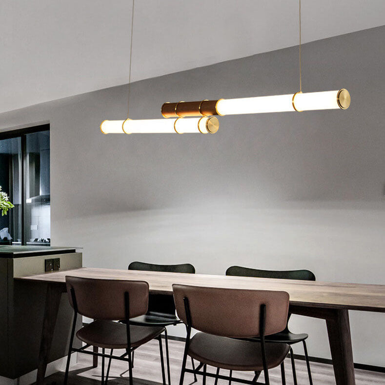 Nordic Minimalist Long Column Linear LED Island Light Chandelier