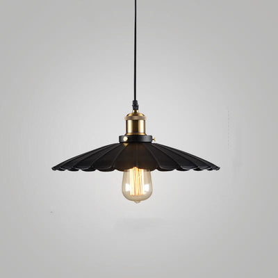 Vintage Industrial Iron Scalloped Shade 1-Light Pendant Light