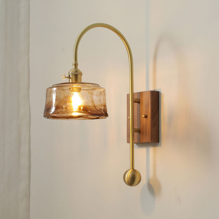 Modern Japanese Vintage Brass 1-Light Wall Sconce Lamp