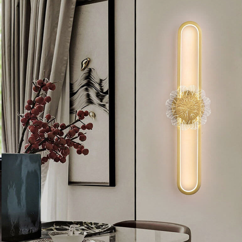 مصباح حائط LED بتصميم حلقة إبداعي بسيط من النحاس الصناعي الكامل 