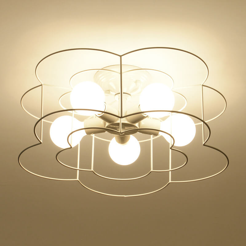 Nordic Creative Iron Petals 5-Light Semi-Flush Mount Ceiling Light