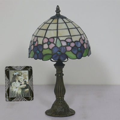 Kreative Retro-Tiffany-Glasschirm-1-Licht-Tischlampe