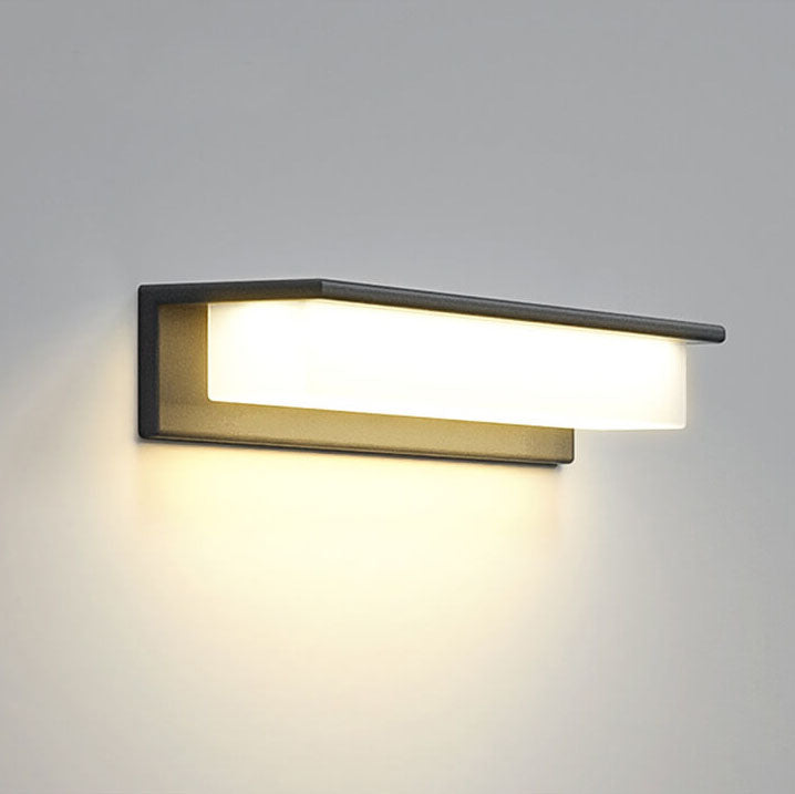 Modern Solar Rectangular Aluminum PC Outdoor LED Wall Sconce Lamp