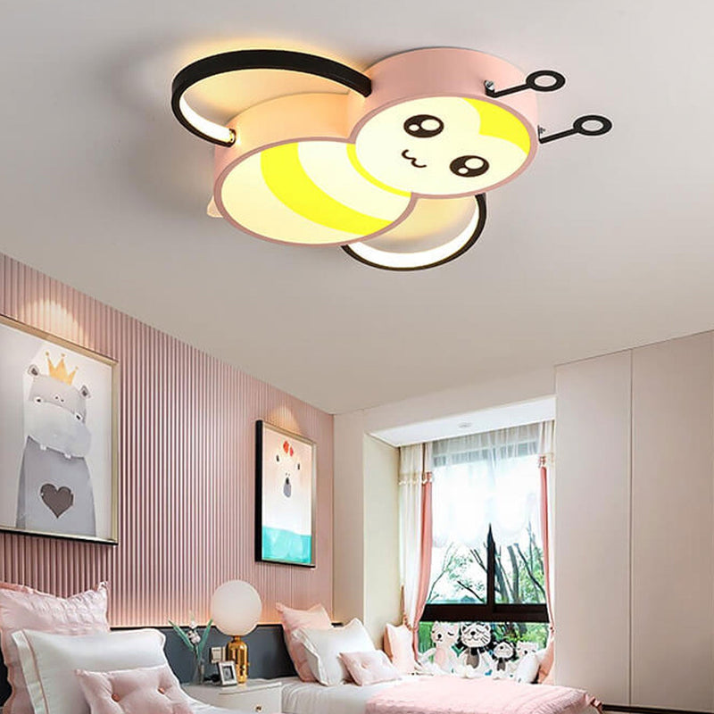 Nordic Childlike Cartoon Bee Design LED Flush Mount Light