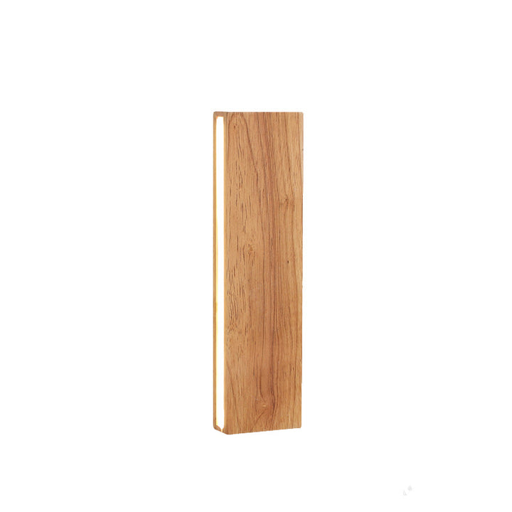 Contemporary Nordic Log Rectangular Flat Rotatable Solid Wood Acrylic LED Wall Sconce Lamp