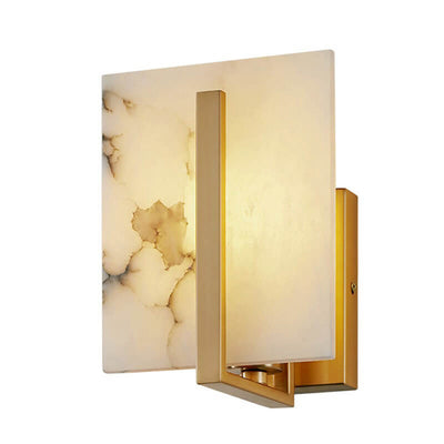 Modern Chinese Marble Square Brass 1-Light Wall Sconce Lamp