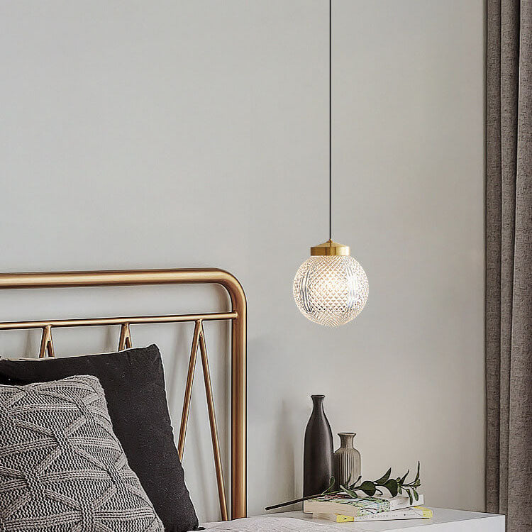 Modern Luxury Spherical Glass Brass 1-Light Pendant Light