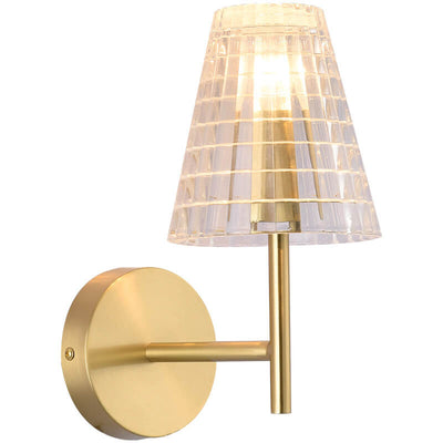 Modern Luxury Textured Glass Cone Brass 1-Light Wall Sconce Lamp