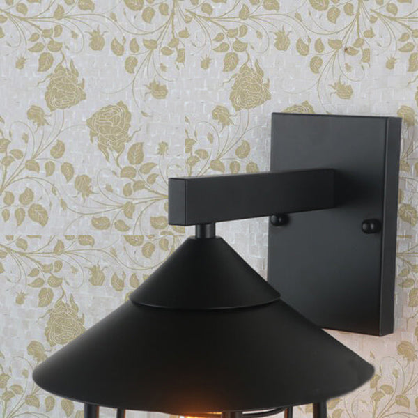 Lanterne industrielle vintage en fer pour intérieur et extérieur, applique murale 1 lumière 