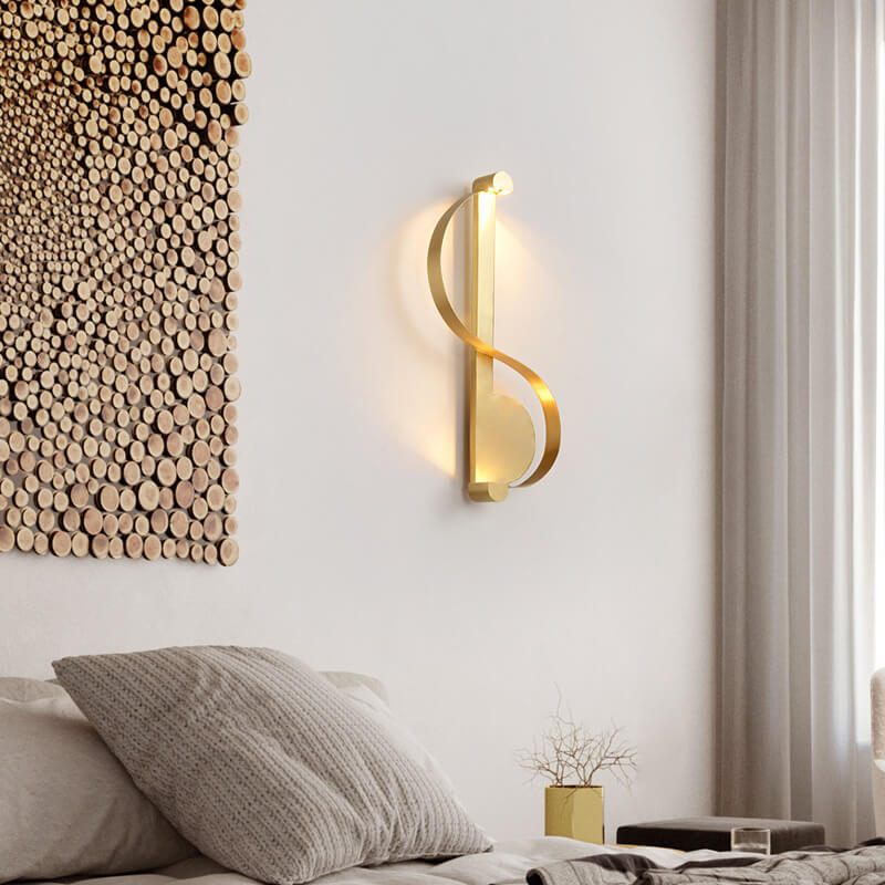 Nordic Luxury Golden Curve Ring Brass LED Wall Sconce Lamp