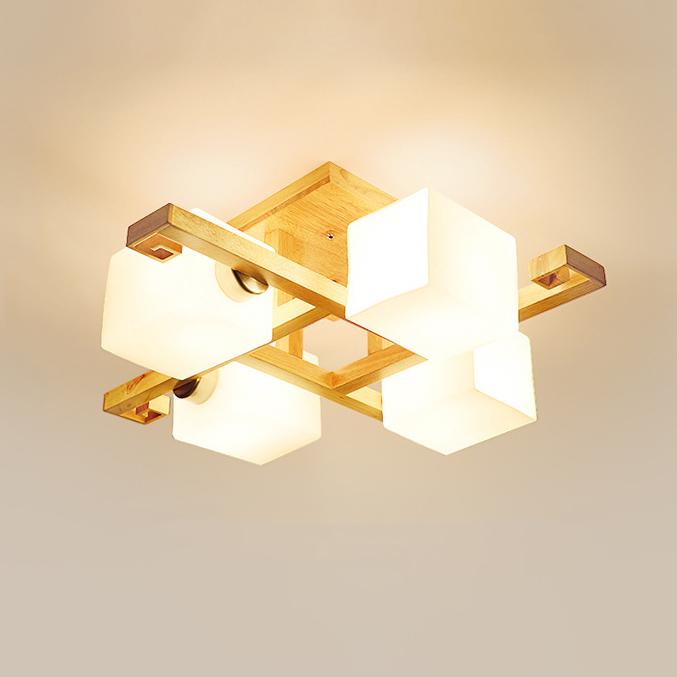 Luz de techo empotrada de madera maciza nórdica moderna creativa con 4/5/8/9 luces 