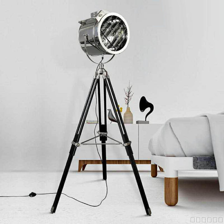 Lampadaire sur trépied en fer de style industriel contemporain à 1 lumière pour salon et chambre 