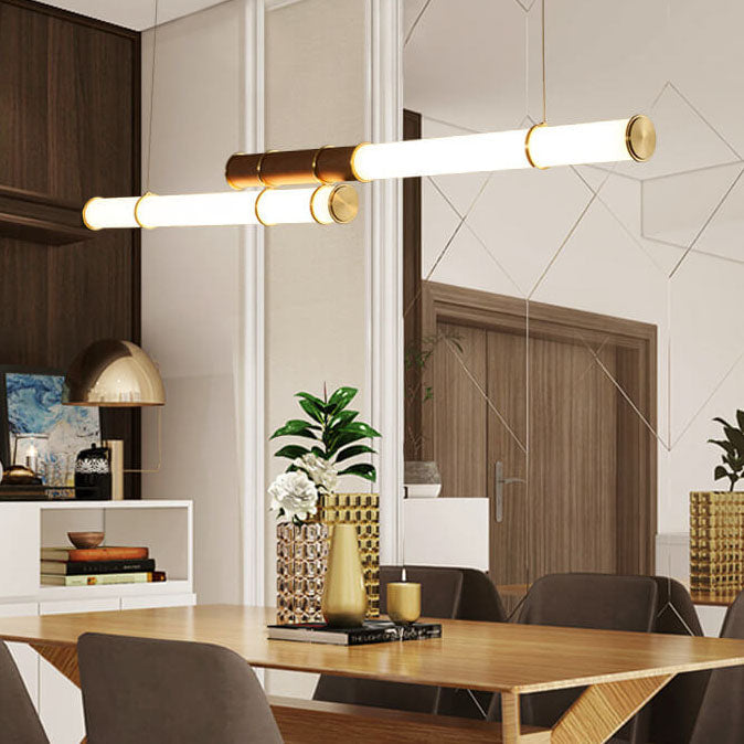 Nordic Minimalist Long Column Linear LED Island Light Chandelier