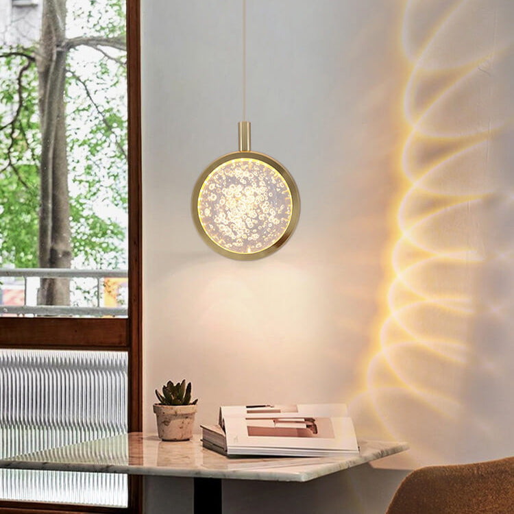 Lampe suspendue LED multi-styles en boule de cristal tridimensionnelle créative 
