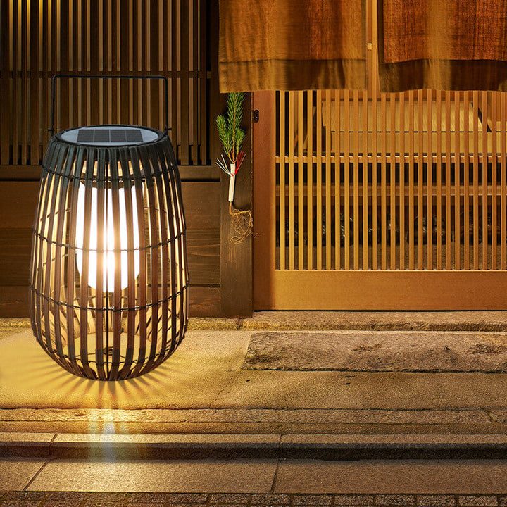 Lumière de paysage de pelouse LED solaire étanche portable en osier rustique moderne 