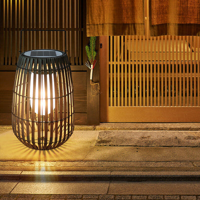 ضوء حديقة بالطاقة الشمسية LED مقاوم للماء ومحمول بتصميم حديث من الخيزران المنسوج 