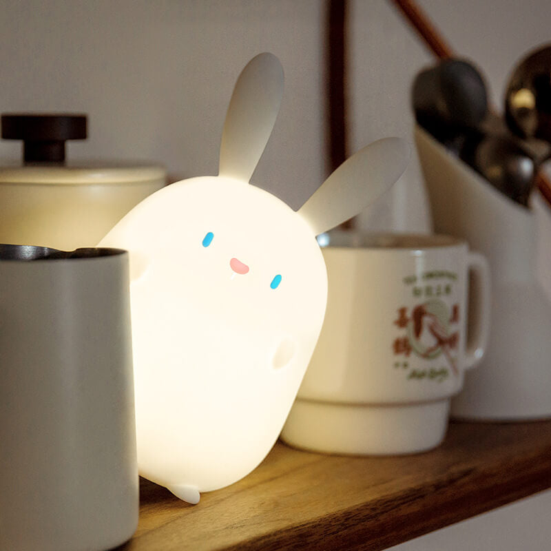 Lampe de bureau LED avec veilleuse USB tactile en silicone en forme de petit lapin 
