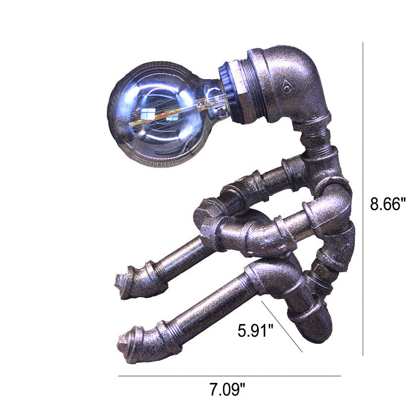 Lampe de table robot assis en fer industriel créatif 