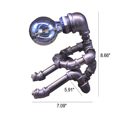 Industrielle kreative Eisen-Sanitär-sitzende Roboter-Tischlampe