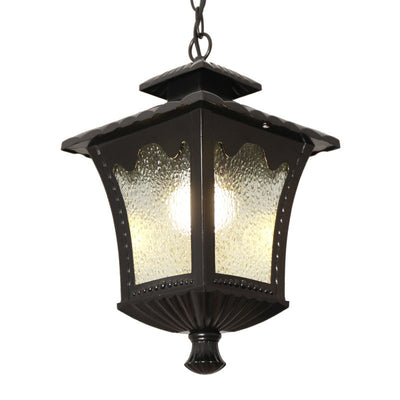 European Industrial Glass Square Outdoor 1-Light Pendant Light