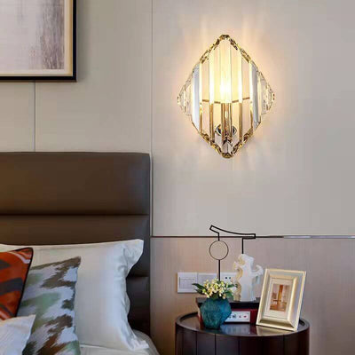 Modern Light Luxury Crystal Triangle Geometry 1/2/3 Light Wall Sconce Lamp