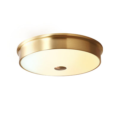 European Style Luxury Brass Glass Round 3/4 Light Flush Mount Ceiling Light