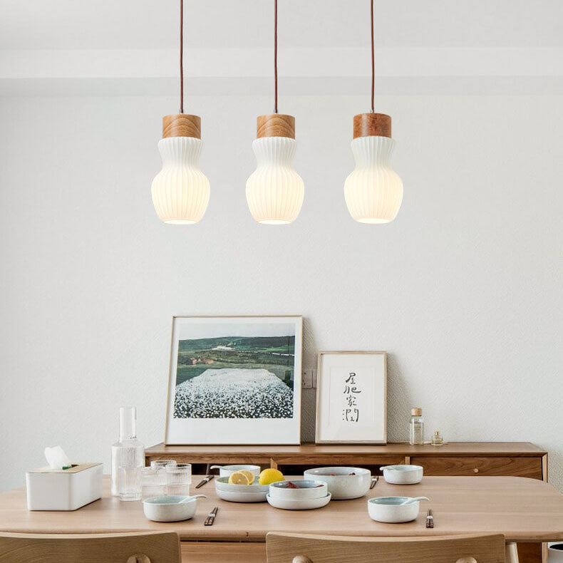 Nordic Striped Milk White Glass Jar 1/3 Light Chandelier