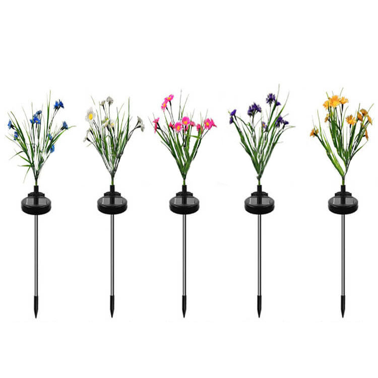 Lampe extérieure à LED en forme de fleur de couleur moderne solaire avec prise de terre 