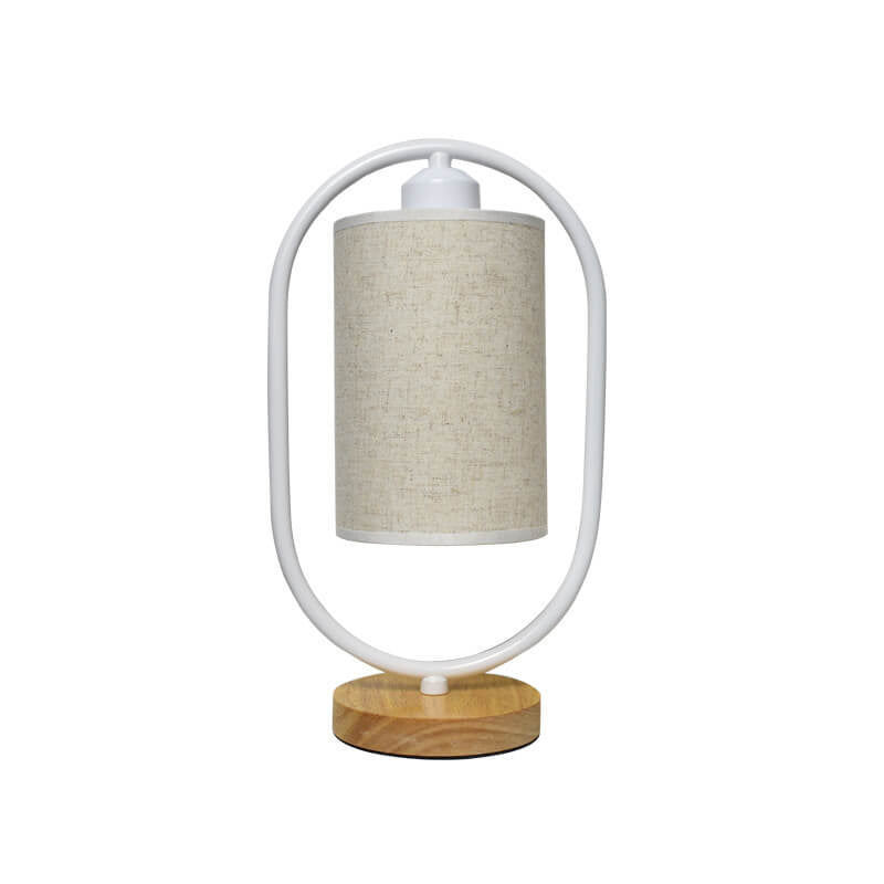 Nordic Linen White Ring LED Dimmable Table Lamp