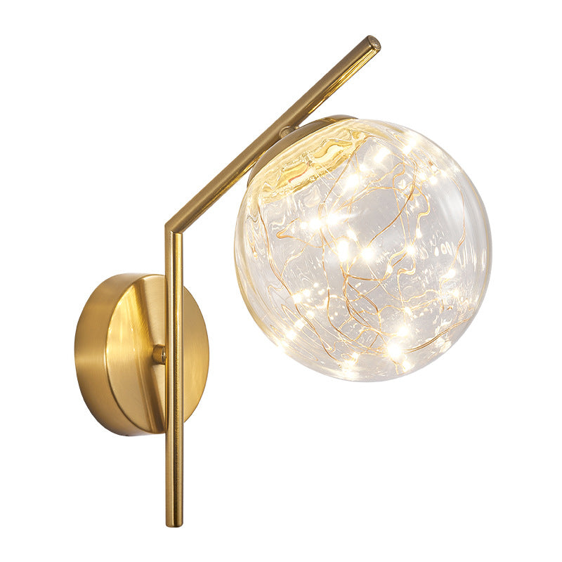 Applique murale LED créative européenne avec boule de verre pleine étoile 