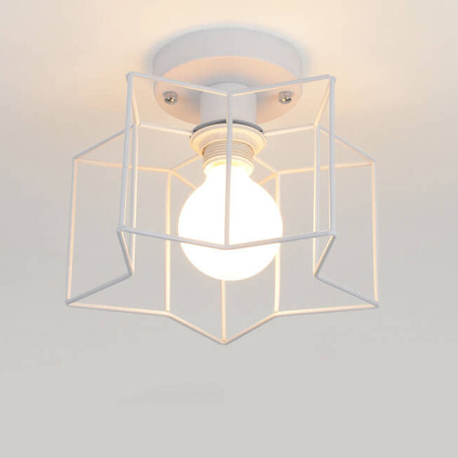 Industrial Creative Iron Pentagram 1-Light Semi-Flush Mount Ceiling Light
