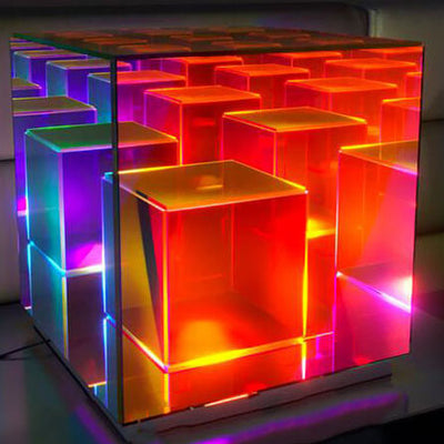 Modern Acrylic RGB Line Rubik's Cube LED Table Lamp