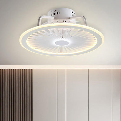 Simple Round Slim ABS LED Flush Mount Ceiling Fan Light