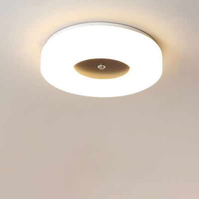 Minimalist Chinese Walnut Round Acrylic LED Flush Mount Ceiling Light