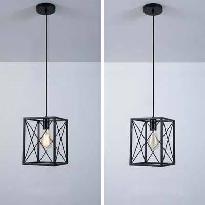 Industrial Vintage Iron Geometric Lantern 1-Light Pendant Light