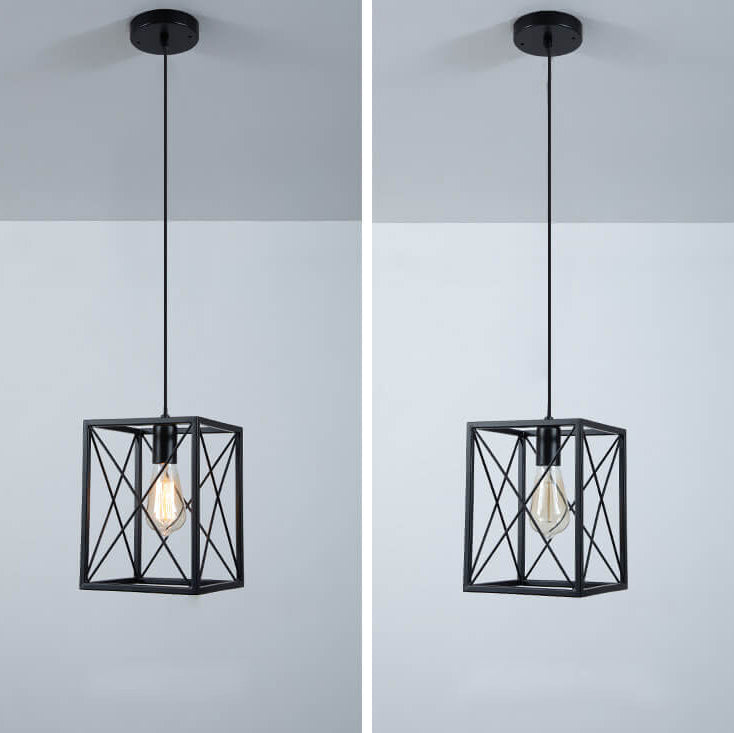 Industrial Vintage Iron Geometric Lantern 1-Light Pendant Light