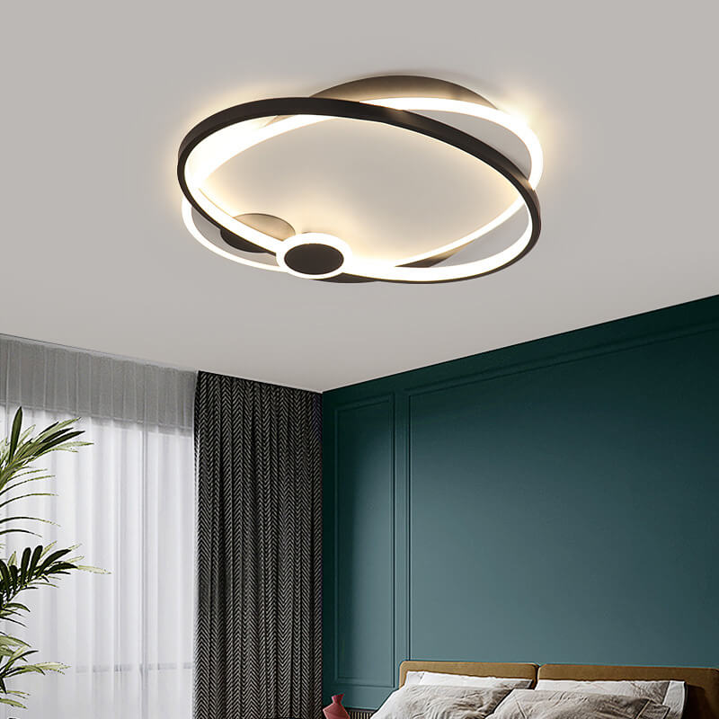 Modern Minimalist Oval Ring Geometry LED Flush Mount Ceiling Light
