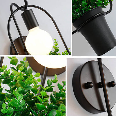 Nordic Creative Plant Potted Iron 1-Light Wall Sconce Lamp