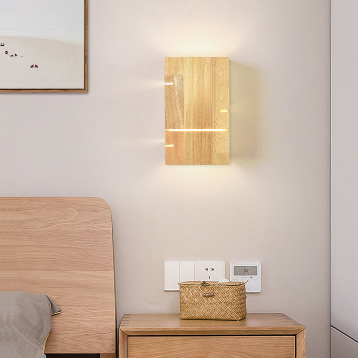 Applique Murale Minimaliste Japonaise en Bois Carré à 2 Lumières 