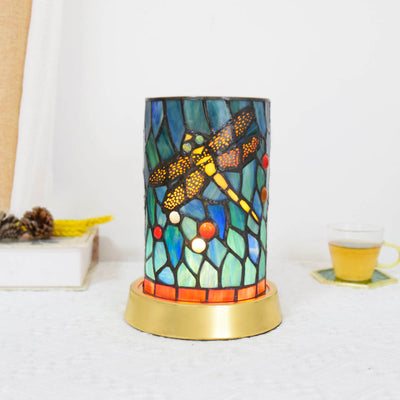 Lampe de table LED USB en fer et vitrail Tiffany de style européen 