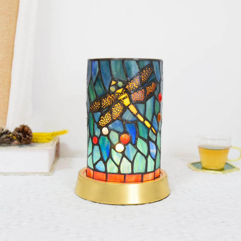 Lampe de table LED USB en fer et vitrail Tiffany de style européen 