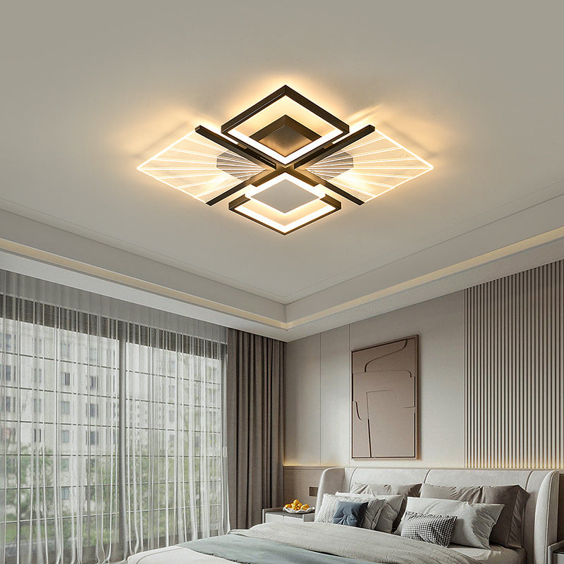 Modern Minimalist Geometric Shapes Black White Iron LED Flush Mount Light