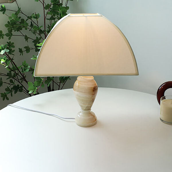 Vintage French Cone Fabric Jade Base 1-Light Table Lamp